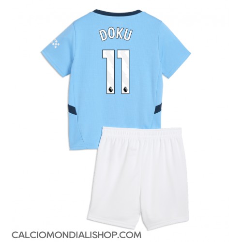 Maglie da calcio Manchester City Jeremy Doku #11 Prima Maglia Bambino 2024-25 Manica Corta (+ Pantaloni corti)